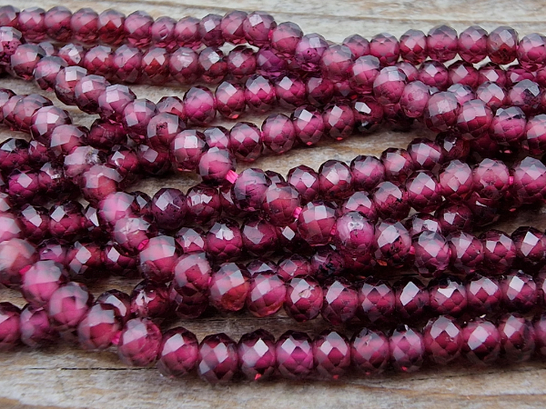 garnet necklace faceted 3x2mm